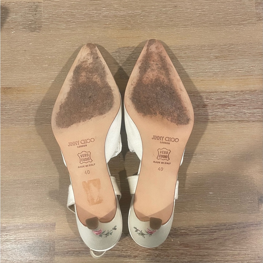 Jimmy Choo Vintage White Floral Women's Wedding Shoes - Picture 13 of 16